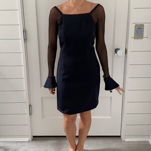 Vera Wang Vintage Cocktail Dress sheer Navy/Black sz 4